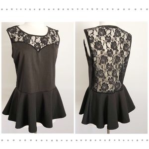 Black Lace Peplum Top 